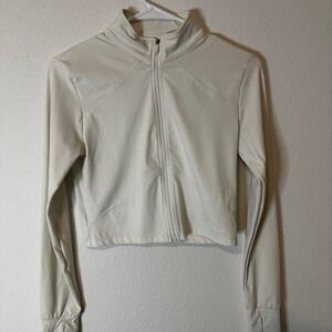 Alphalete Cream Cropped Zip-Up Jacket